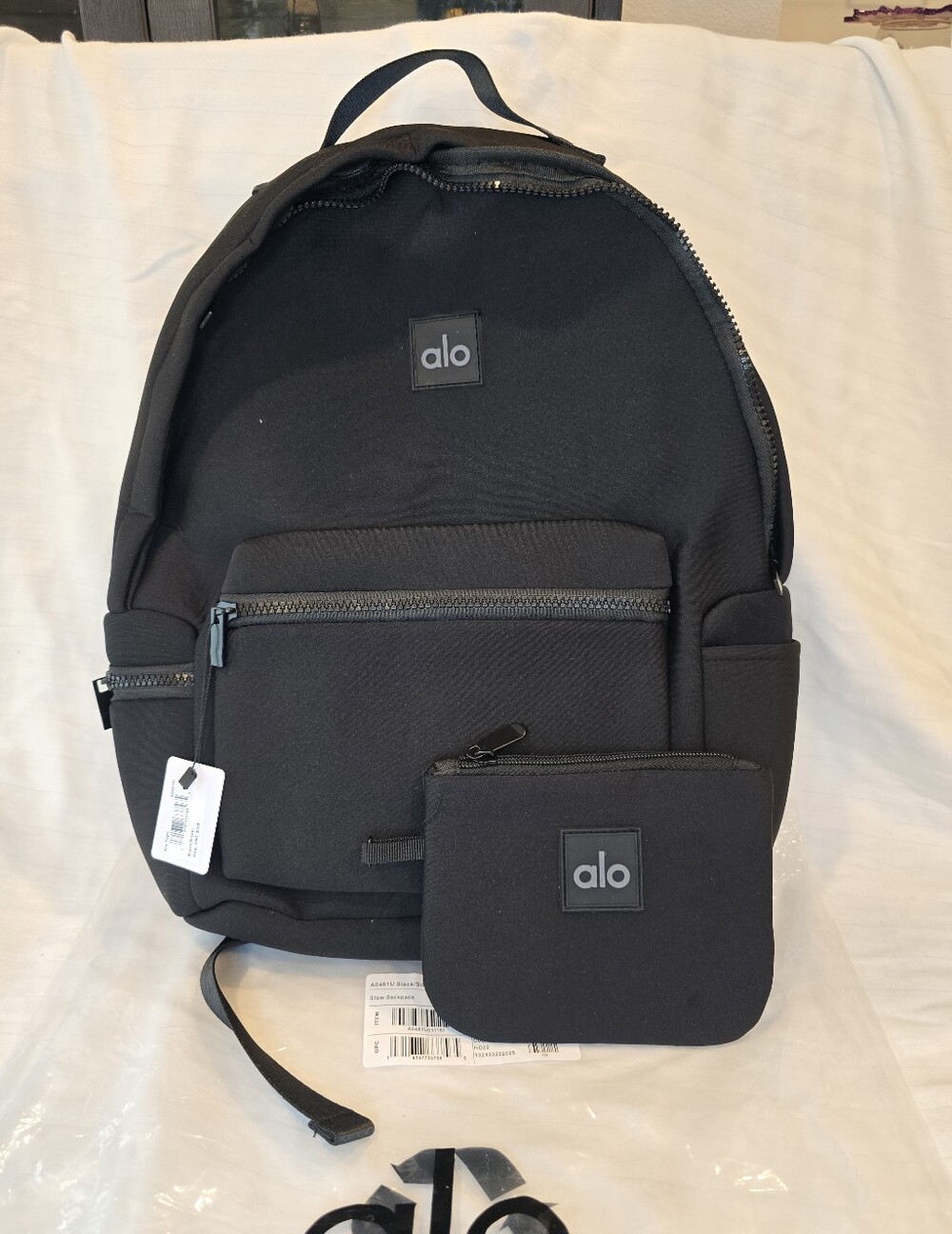 ALO Yoga Black Men's  Neoprene Backpack with Matching Zip Pouch